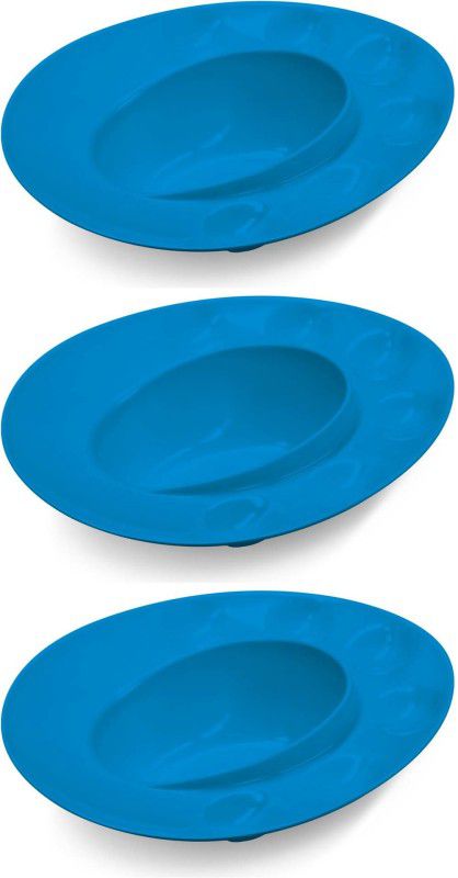 MILTON Melamine Pani Puri Plate, Set of 3, Blue Dinner Plate  (Pack of 3)