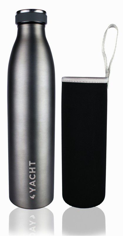 YACHT Vacuum Insulated Hot & Cold Double wall Thermosteel Bottle, Mighty, 680 ml Flask  (Pack of 1, Grey, Steel)