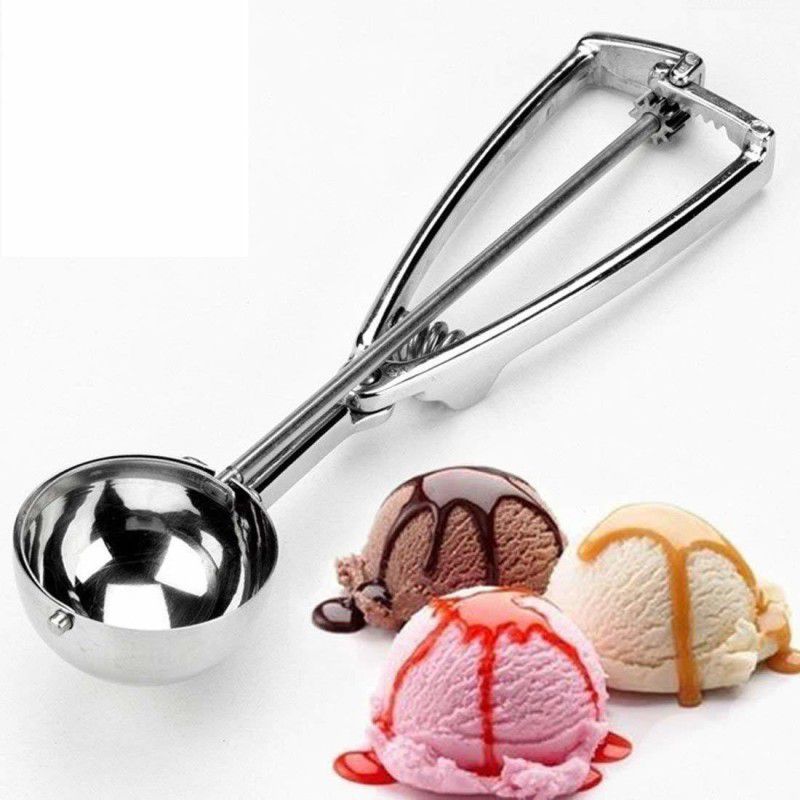 CRIYALE Ice Cream Scooper, Multi Use Food Spoon Silver Stainless Steel (pack of 1) Kitchen Scoop