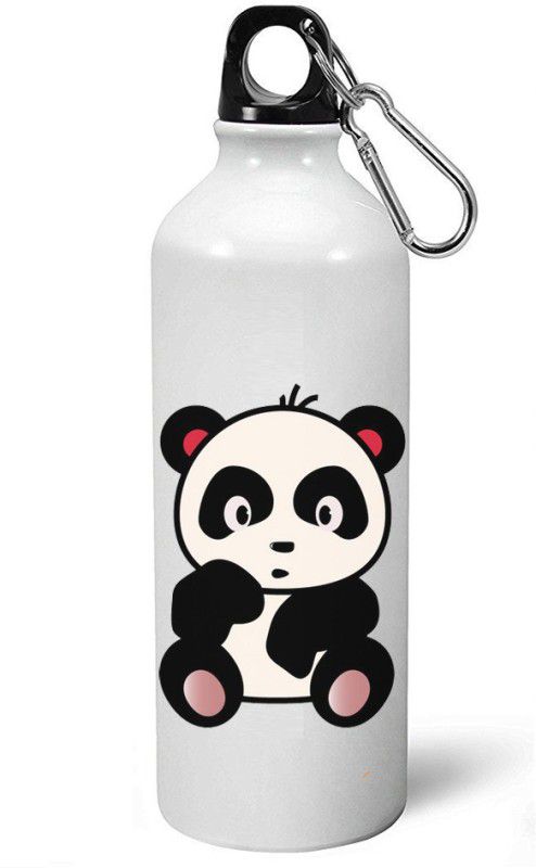 MUGKIN HBS106 Cute Panda Printed WHITE Aluminium bottle *Too Light In Weight*-ml 750 Bottle  (Pack of 1, White, Aluminium)