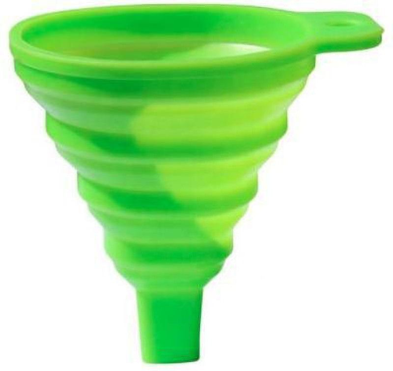 gmart Portable Kitchen Tool Mini Reusable Food Grade Silicone Collapsible Foldable Flexible Anti Slip Funnel Filler Set I Wide Mouth Funnel I Pack of 1 Silicone Funnel  (Green, Pack of 1)