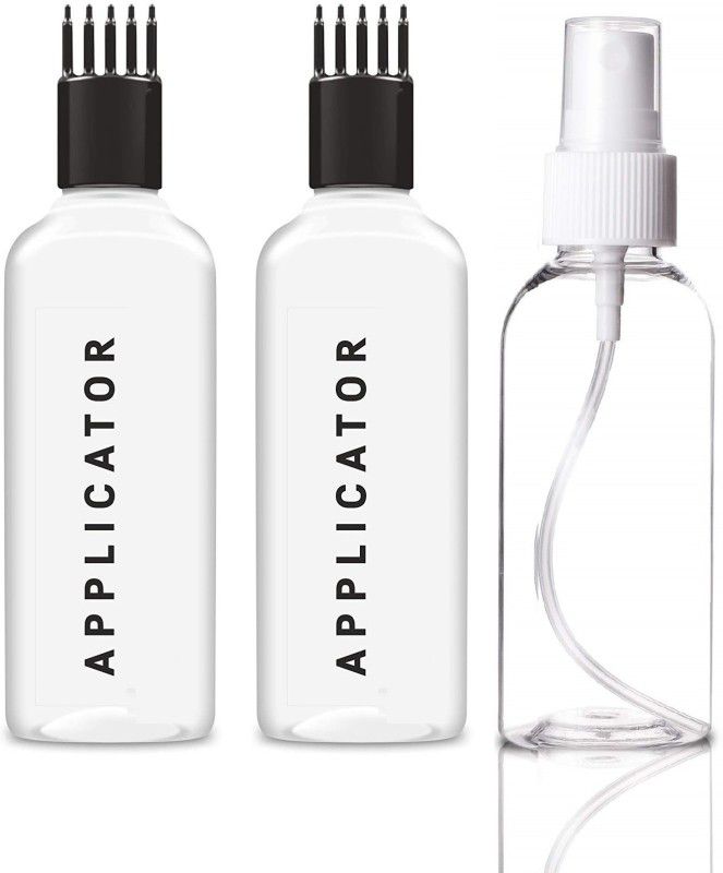 Glamezone Spray Bottle with Applicater Bottle 100 ml 100 ml Bottle  (Pack of 3, White, Plastic)