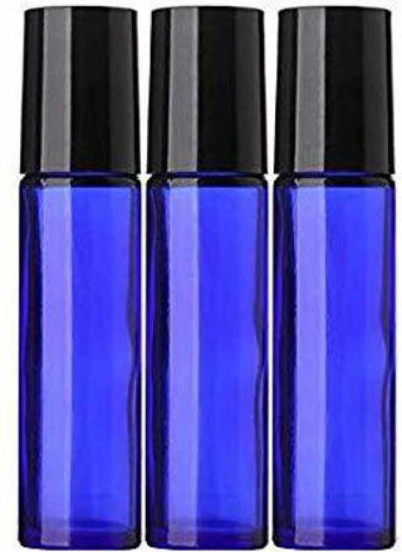 PHARCOS 10ML Royal Blue Glass Roll-On Bottle with Black Cap for Perfume,Lip Balm|3 PCS 10 ml Bottle  (Pack of 3, Blue, Glass)