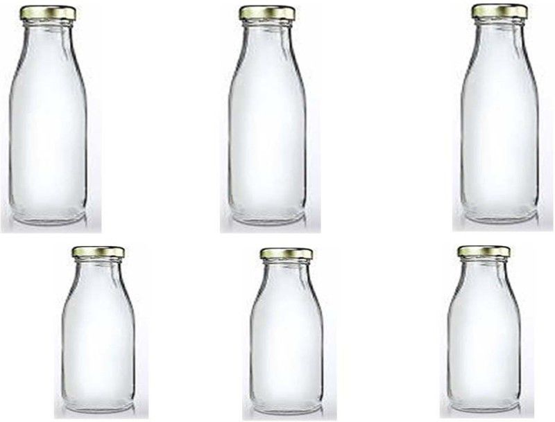 BILAL ANSARI clear hygiene glass water milk juice multipurpose bottle 3(500+300ml) 500 ml Bottle  (Pack of 6, Clear, Glass)