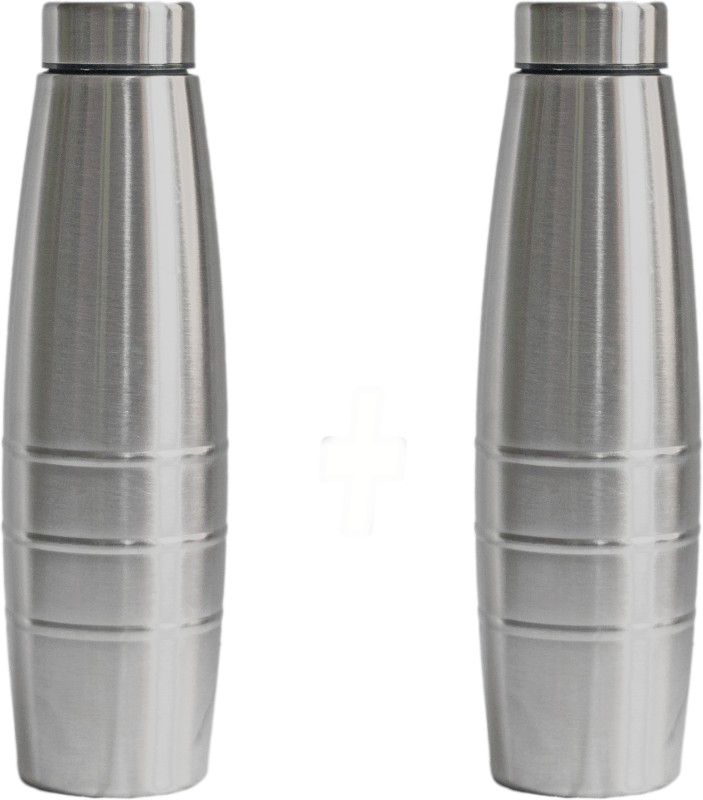 Silver color Stainless Steel water bottle set of 2 combo pack 1000 ml Bottle  (Pack of 2, Silver, Steel)