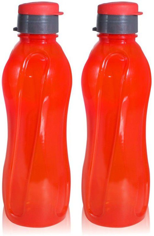 Wonder Plastic Thunder Fliptop Water Bottle, Set of 2 Pc, 1000 ml, Red Color 1000 ml Bottle  (Pack of 2, Red, Plastic)