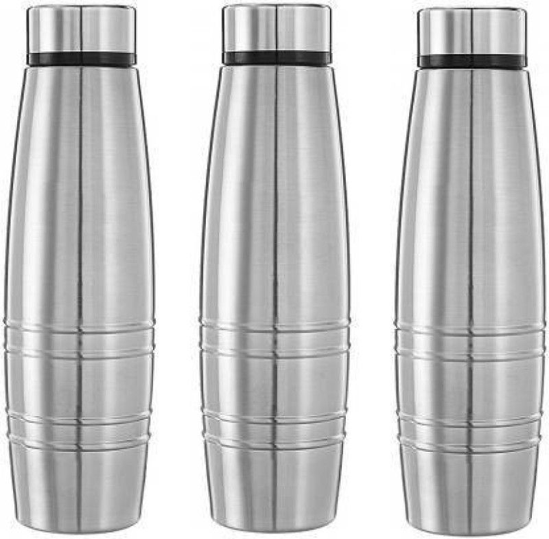 Manan Decor Stainless Steel Daily Use Fridge Water Bottle/Office Use (1000 ML) Pack Of 3 1000 ml Bottle  (Pack of 3, Silver, Steel)