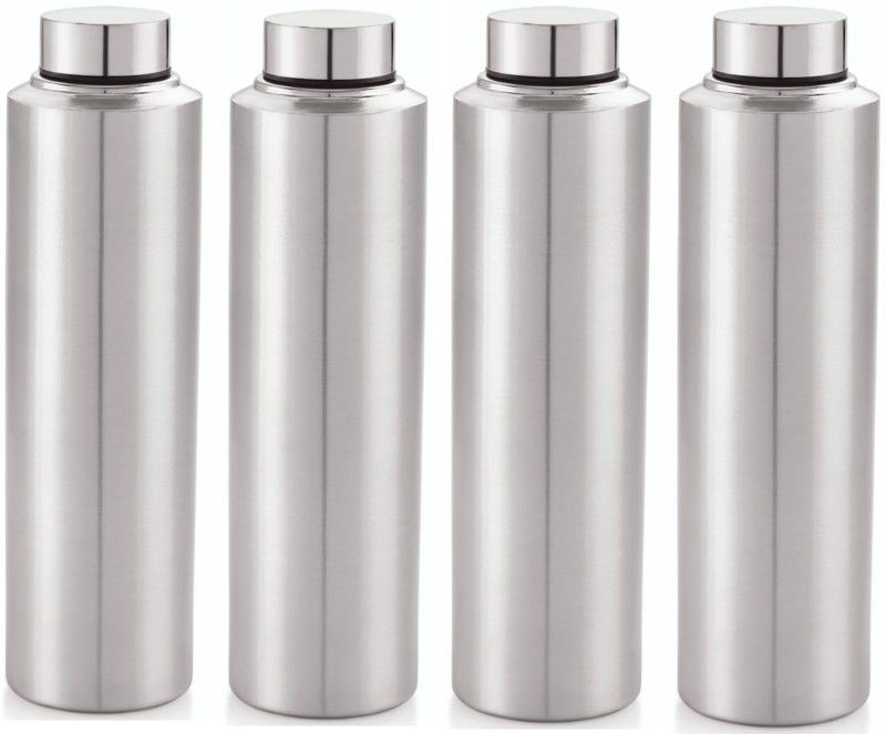 Escrow Stainless Steel Fridge Water Bottle 1000ml , Pack of 4 1000 ml Bottle  (Pack of 4, Steel/Chrome, Steel)