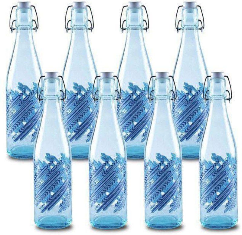 Pure Tree Piramal Glass Water Bottle Blue Aqua 500 ml Bottle  (Pack of 8, Blue, Glass)