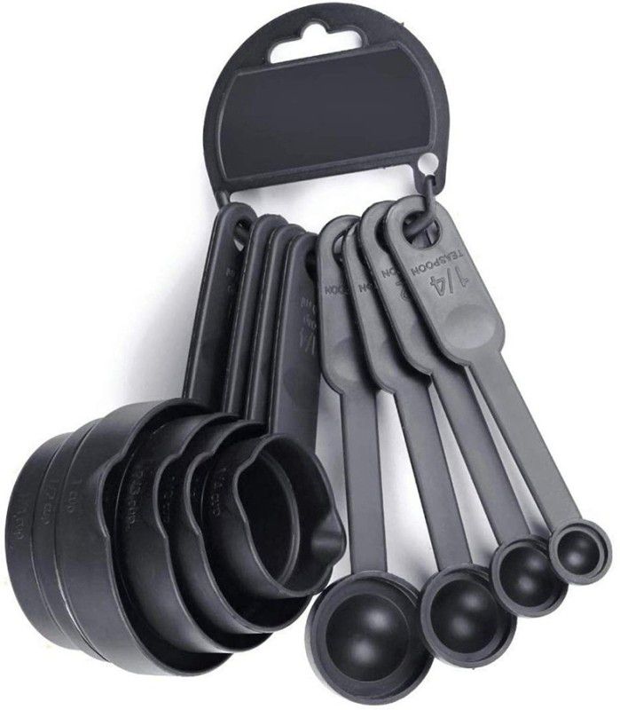THE DARK WOLF mart Plastic Measuring Spoon and Cup Set, 8-Pieces (Black, Pack of 1) Measuring Cup Set  (1.25 ml, 2.5 ml, 5 ml, 15 ml, 60 ml, 120 ml, 160 ml, 240 ml)