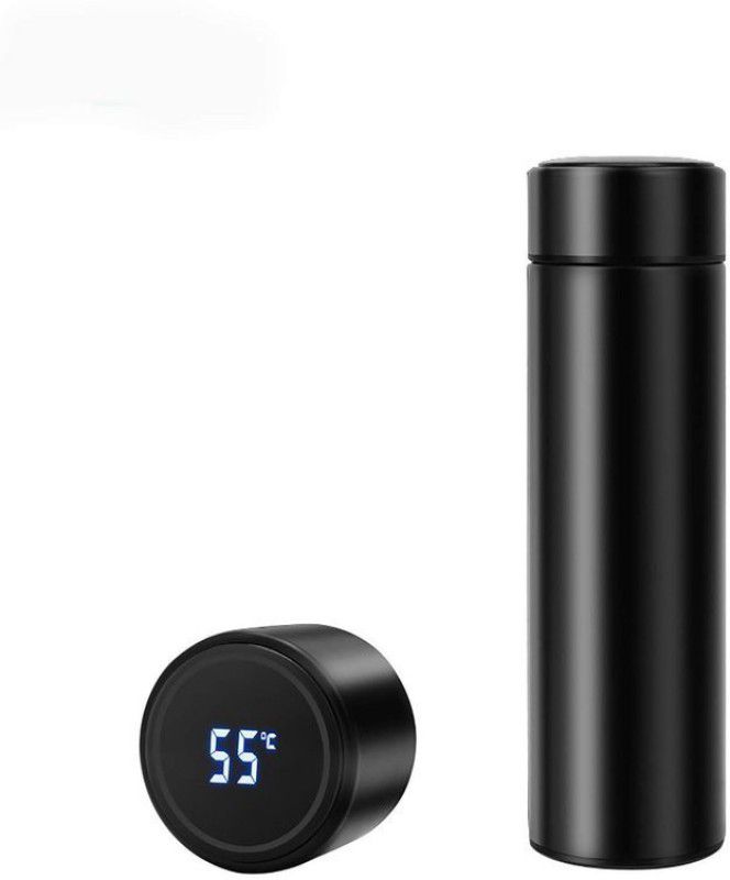 geutejj Smart Bottle with LED Temperature Display with Touch Screen Smart 139 500 ml Bottle  (Pack of 1, Black, Steel)