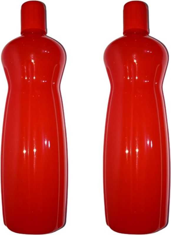 RANJU CREATION Pack Of 2 Water Bottle High Quality Plastic Bottle 1000 ml Bottle  (Pack of 2, Red, Plastic)
