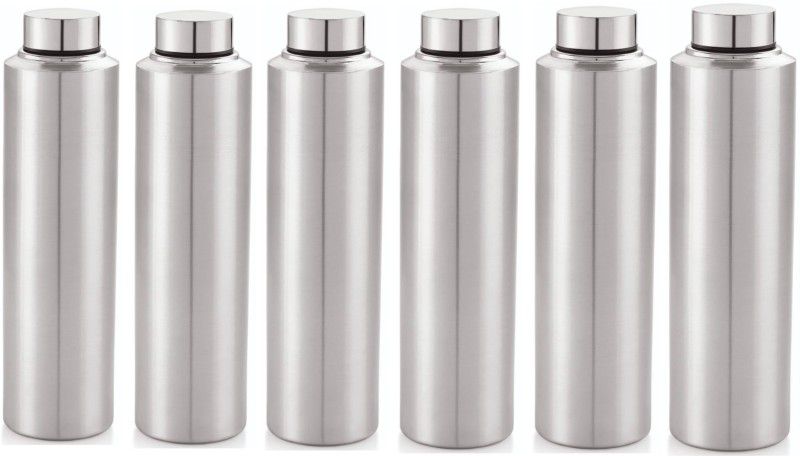 Escrow Stainless Steel Fridge Water Bottle 1000ml , Pack of 6 1000 ml Bottle  (Pack of 6, Steel/Chrome, Steel)