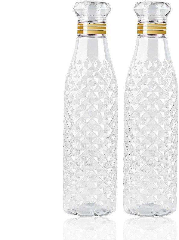 Gokich Crystal Clear Water Bottle for Fridge for Home Office Gym School bottle 1000 ml Bottle  (Pack of 2, White, Plastic)