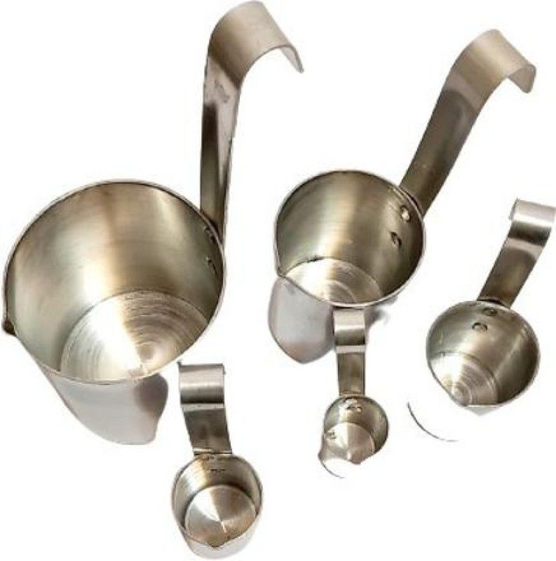 Silver tech Milk/oil Measuring wth Vertical Handles. Set of 5( 50ml,100ml,200ml,500ml&1L) Measuring Cup  (2000 ml)