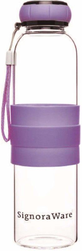 Signoraware purple Glass Bottle With Silicon Sleeve 550ml 550 ml Bottle  (Pack of 1, Purple, Glass)