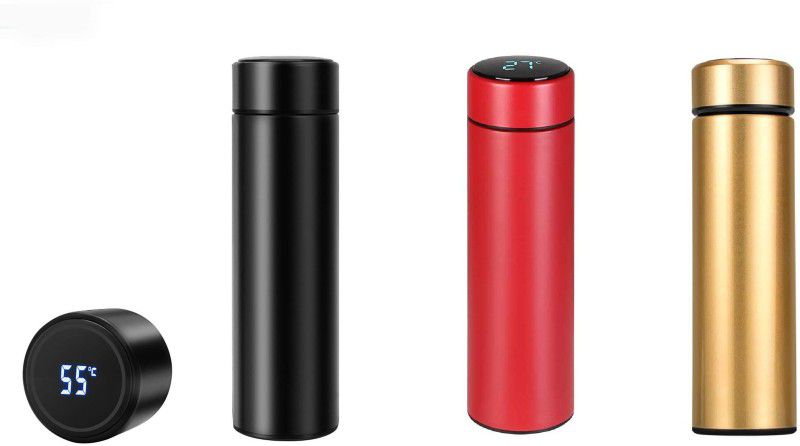 AA goods Smart Vacuum Flasks Stainless Steel Water Thermal Bottle LED DIsplay (Pack of 3) 1500 ml Bottle  (Pack of 3, Black, Red, Gold, Steel)