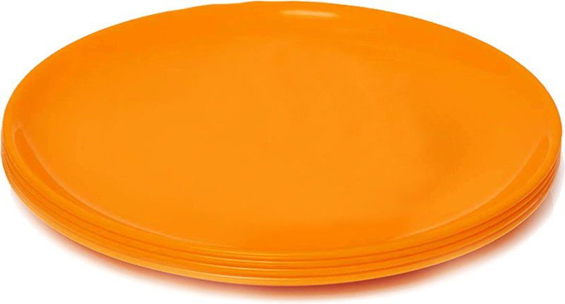 KUBER INDUSTRIES Round Plastic Microwave/Dishwasher Safe Dinner Plates Set For Families, Parties, Daily Use, Set of 4 (Yellow) Dinner Plate  (Pack of 4, Microwave Safe)
