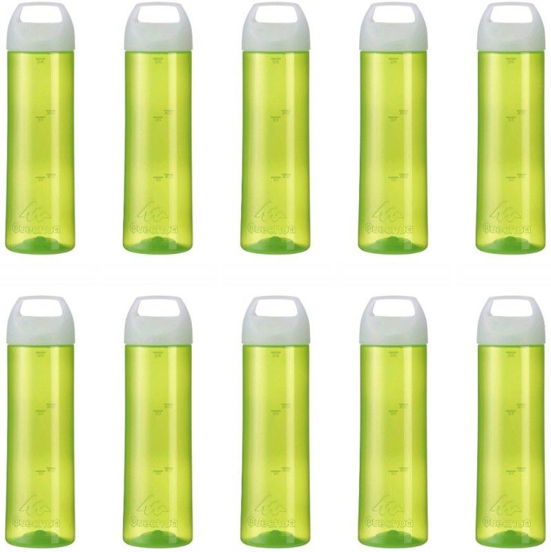 PATHAYAM Quechua by decathlon PP water bottle pck of 10, sports shool water bottle 750 ml Bottle  (Pack of 10, Green, Plastic)