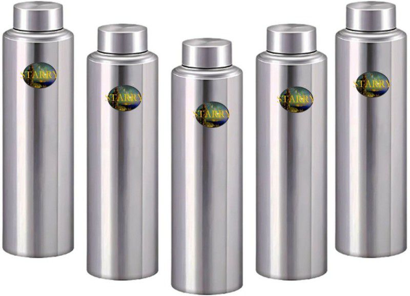STARRY Stainless Steel Fridge Bottle/Refrigerator Bottle (Pack of 5) 1000 ml Bottle  (Pack of 5, Silver, Steel)