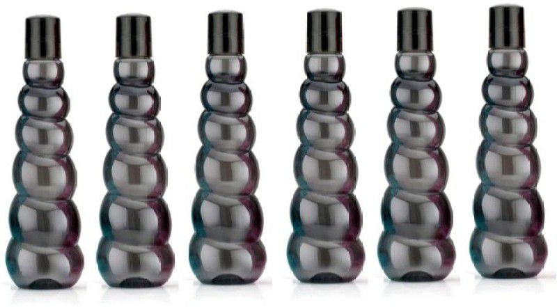 TULWIN Niva’s Special Designer Plastic Water Bottles of Layer Style (Set of 6)-BLACK 1000 ml Bottle  (Pack of 6, Black, Plastic)
