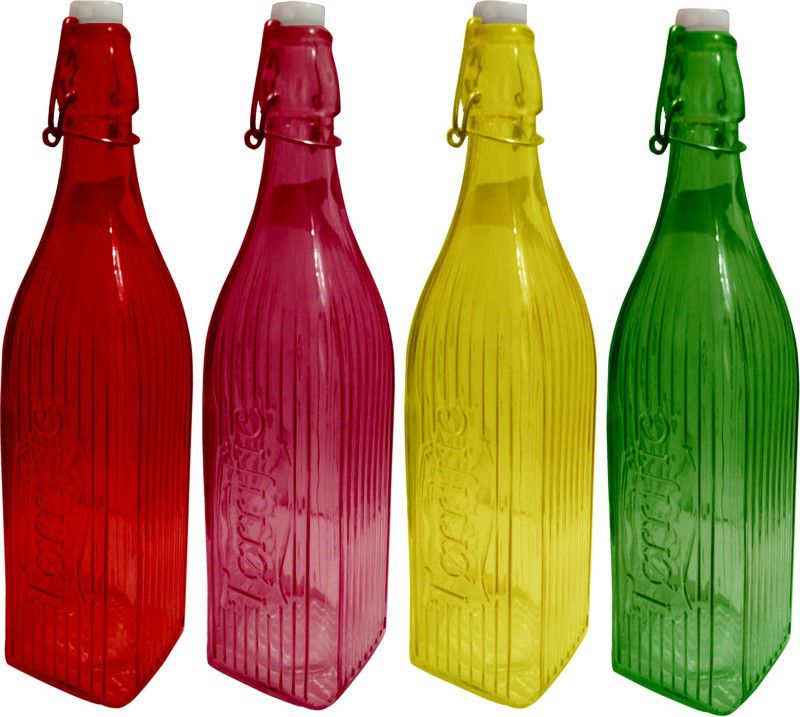 Rsraghav HDLG21 1000 ml Bottle  (Pack of 4, Multicolor, Glass)