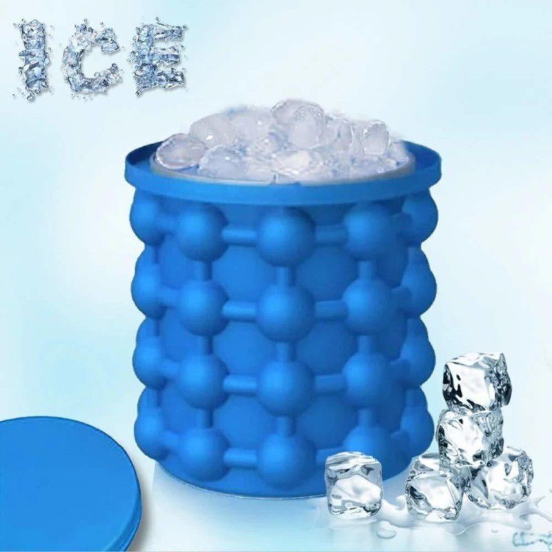 VibeX 1 L Silicone, Plastic XX®-477-FV-Silicone Ice Cube Maker Bucket Round,Portable,for Party and Picnic Ice Bucket  (Blue)