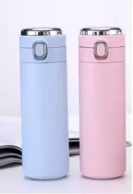 ICONIX SUS304 Stainless Steel Flask Temperature Bottle Hot & Cold BPA Free combo 400 ml Flask  (Pack of 2, Blue, Pink, Steel)