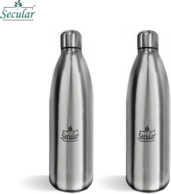 Secular Shorter Duration Hot and Cold Water Bottle 1000ml 1000 ml Bottle  (Pack of 2, Steel/Chrome, Steel)