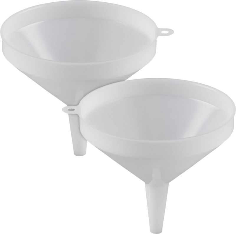 KUBER INDUSTRIES Multiuses Wide-Mouth Plastic Funnel For Pouring- Pack of 2 (Tranasparent) Plastic Funnel  (White, Pack of 2)