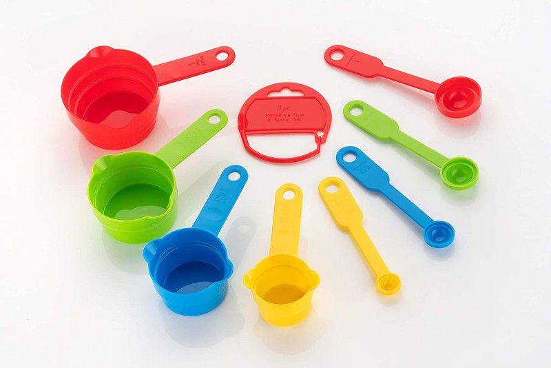Rudrisha Baking Measurement Measuring Cups And Spoons color Set 8 Pcs Plastic Measuring Spoon Set Plastic Measuring Spoon Measuring Cup Set  (1.5 ml, 2.5 ml, 5 ml, 10 ml, 30 ml, 60 ml, 120 ml, 240 ml)