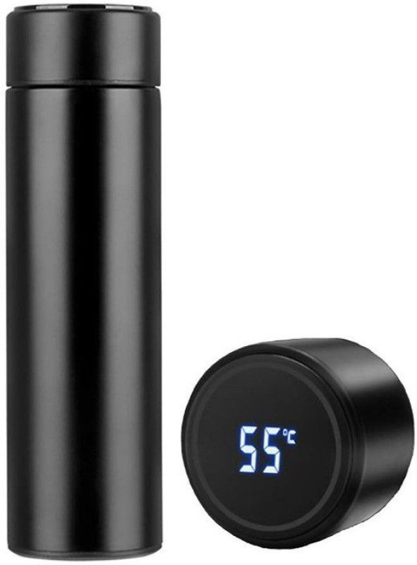 geutejj Smart Bottle with LED Temperature Display with Touch Screen Smart 029 500 ml Bottle  (Pack of 1, Black, Steel)
