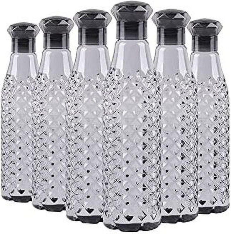 ATMAN Plastic BLACK Diamond Water Bottle for Fridge Office Gym (1000 ml) - Pack of 6 1000 ml Bottle  (Pack of 6, Black, Plastic)