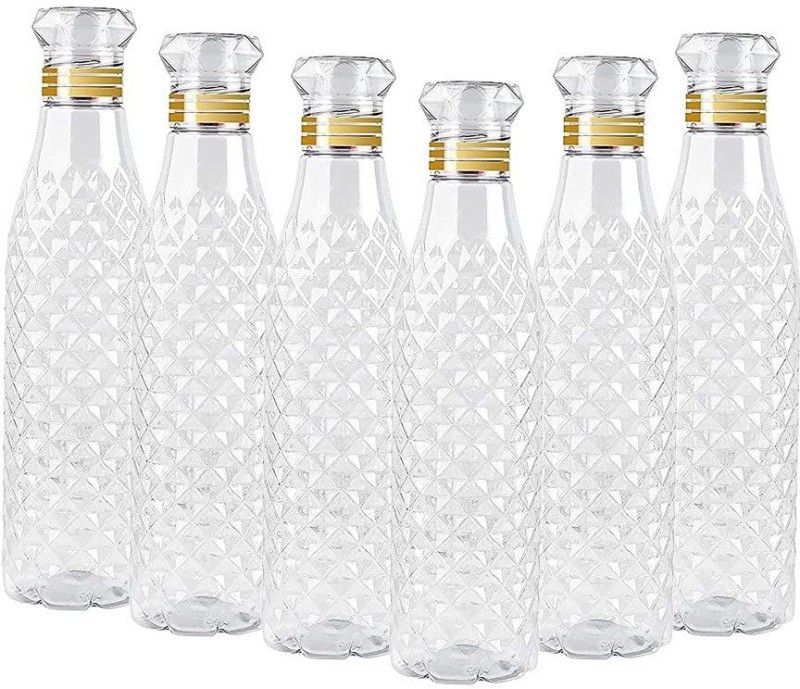 Camlarfly Diamond Design Water Bottle, for restore, kitchen, home, Office, School,(1Liter) 1000 ml Bottle  (Pack of 6, White, Plastic)