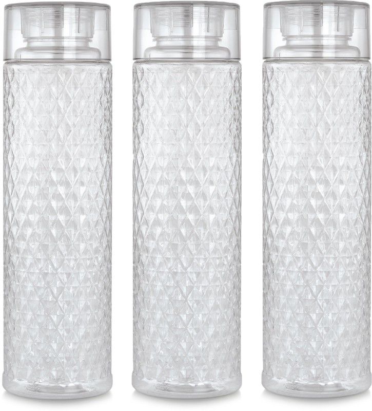 Krysta Premium Quality Fridge Water Bottle Set of 3 For Home,Gym,Office (White) 1000 ml Bottle  (Pack of 3, Plastic)