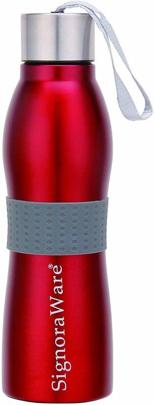 Signoraware Mobilio Single Walled Stainless Steel Fridge Water Bottle, 750 ml, Red 750 ml Bottle  (Pack of 1, Red, Steel)
