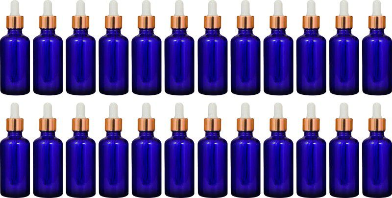 nsb herbals Blue Glass Bottle + Gold Dropper for Essential Oil, DIY Perfume, Multipurpose Use 50 ml Bottle  (Pack of 24, Blue, Glass)