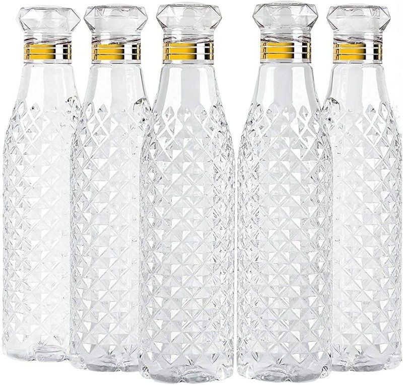 Onehut Pack Of 5 Transparent Water Bottle Crystal Diamond Design with diamond cap 5000 ml Bottle  (Pack of 5, White, Plastic)