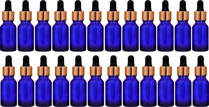 nsb herbals Blue Glass Bottle + Gold Dropper for Essential Oil, DIY Perfume, Multipurpose Use 15 ml Bottle  (Pack of 24, Blue, Glass)