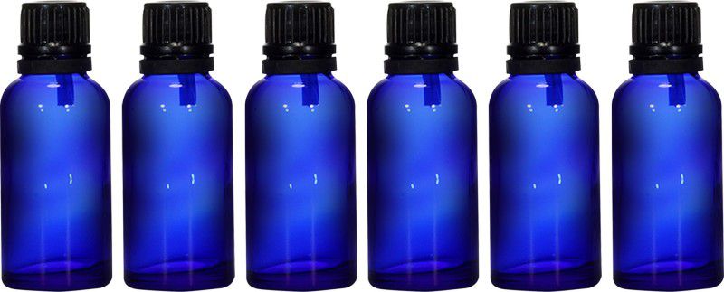 nsb herbals Blue Glass Bottle + Euro Dropper for Essential Oil, DIY Perfume, Multipurpose Use 30 ml Bottle  (Pack of 6, Blue, Glass)
