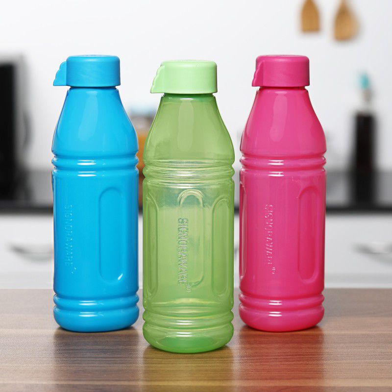 Signoraware Aqua Triangle 500 ml Bottle  (Pack of 3, Multicolor, Plastic)