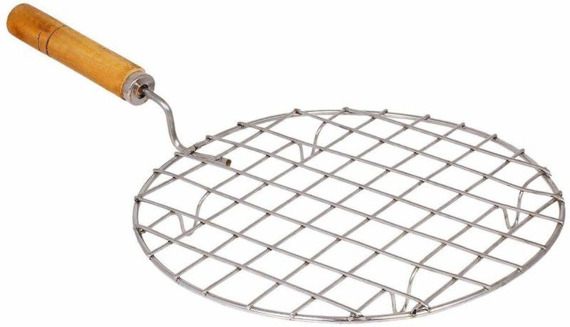 dhriyag tainless Steel Roaster Papad Jali, Pizza, Barbecue Grill with Wooden Handle 1 Slice Toast Rack  (Stainless Steel)