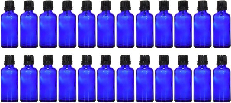 nsb herbals Blue Glass Bottle + Euro Dropper for Essential Oil, DIY Perfume, Multipurpose Use 50 ml Bottle  (Pack of 24, Blue, Glass)