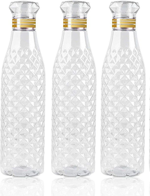 Camlarfly Diamond Design Water Bottle, for restore, kitchen, home, Office, School,(1Liter) 1000 ml Bottle  (Pack of 3, White, Plastic)