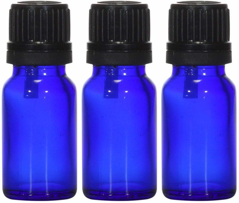 nsb herbals Blue Glass Bottle + Euro Dropper for Essential Oil, DIY Perfume, Multipurpose Use 15 ml Bottle  (Pack of 3, Blue, Glass)