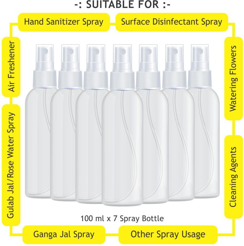 Austro Labs 100ML*7 SPRAY BOTTLE (EMPTY) (PACK OF 7) 100 ml Spray Bottle  (Pack of 7, White, Plastic)