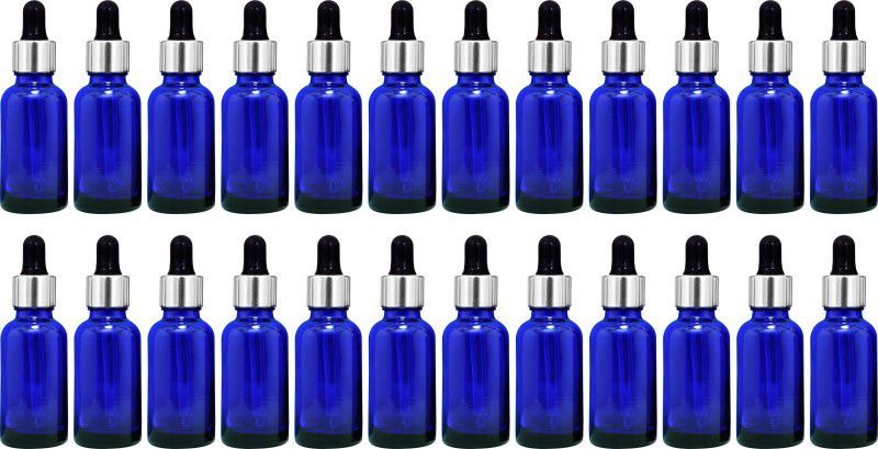 nsb herbals Blue Glass Bottle + Silver Dropper for Essential Oil, DIY Perfume,Multipurpose Use 30 ml Bottle  (Pack of 24, Blue, Glass)