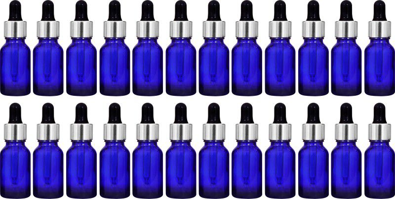 nsb herbals Blue Glass Bottle + Silver Dropper for Essential Oil, DIY Perfume,Multipurpose Use 15 ml Bottle  (Pack of 24, Blue, Glass)