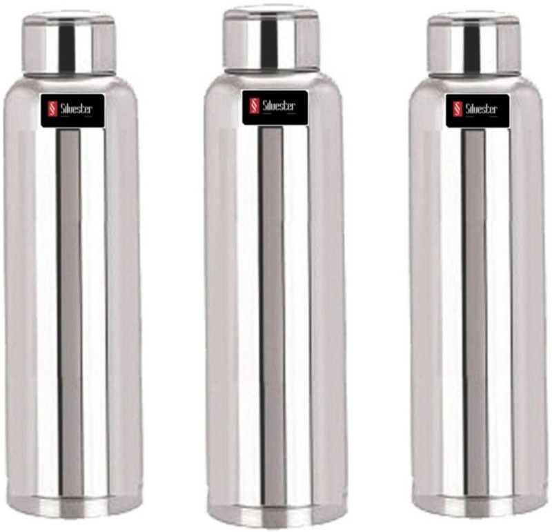 Silvester Stainless Steel Combo 3 Water Bottle for college/Fridge/Sports/Gym/Office -Silver 1000 ml Bottle  (Pack of 3, Silver, Steel)