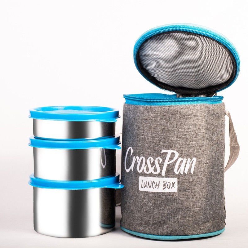 CrossPan Zion Fresh Stainless Steel Lunch Box (containers - 200 ml, 320 ml & 500 ml) 3 Containers Lunch Box  (1070 ml, Thermoware)